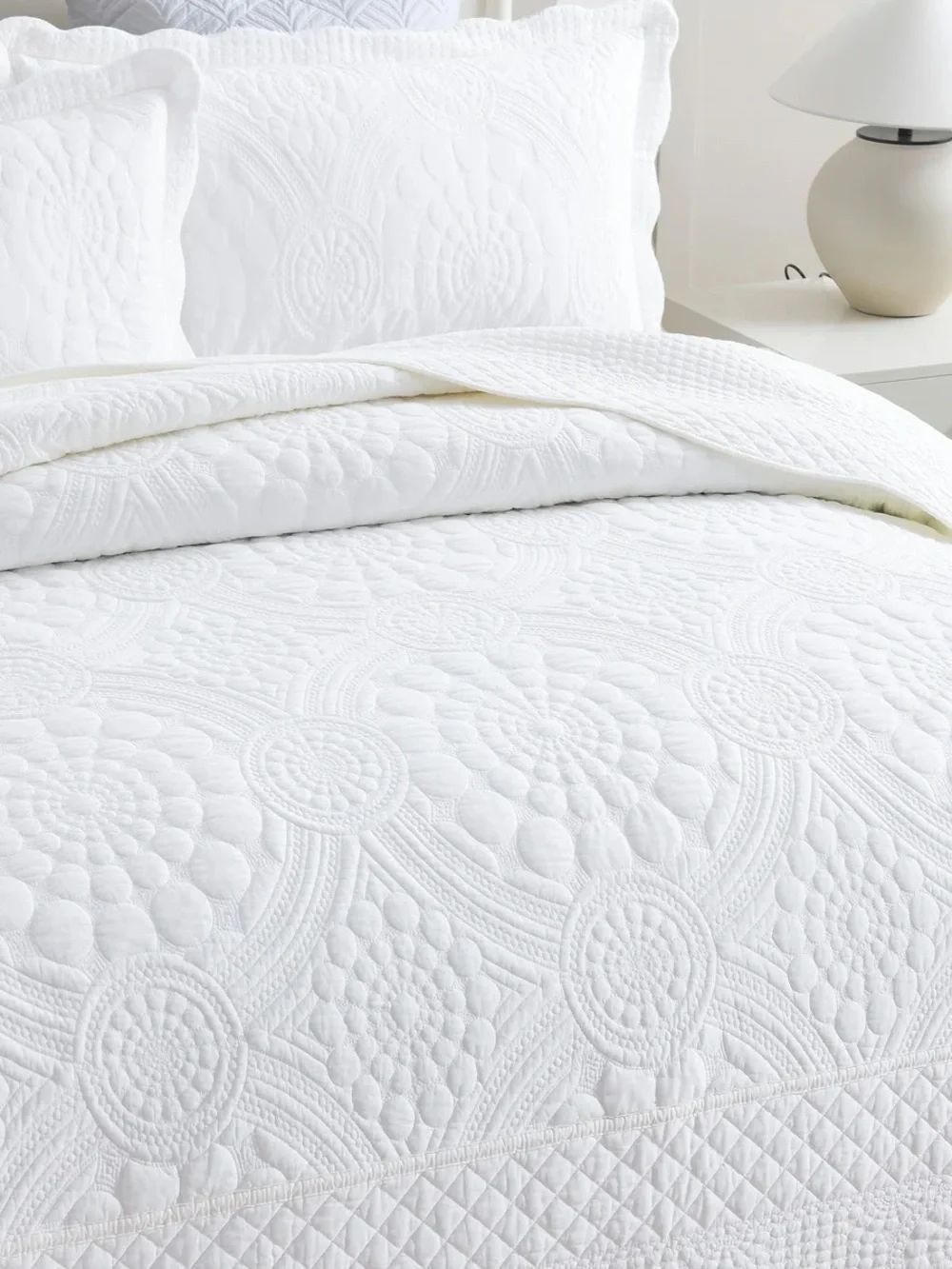 3 PIECE 100% COTTON QUILT SET, OVERSIZED LIGHTWEIGHT QUILTED BEDSPREAD